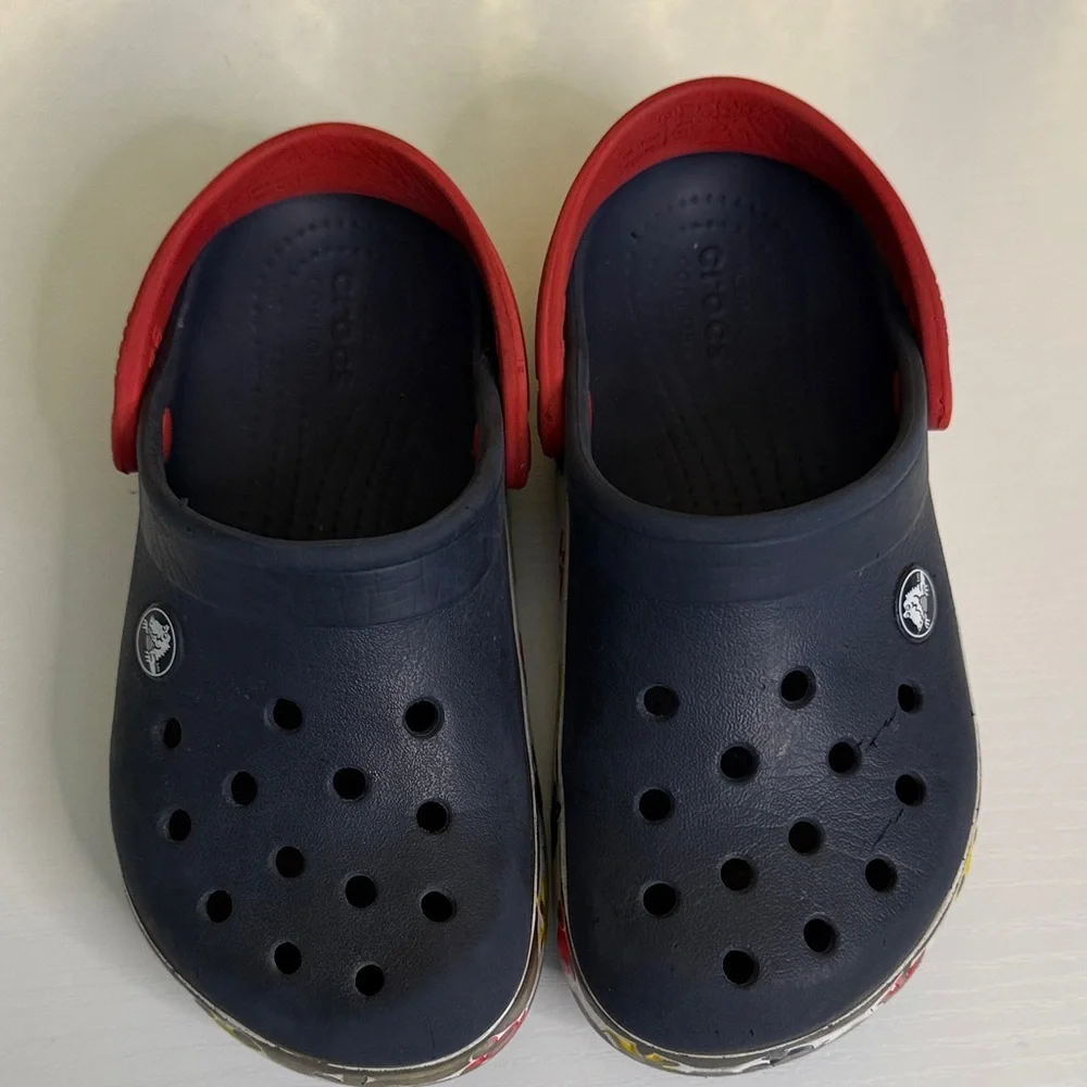 CROCS Fun Lab Disney Navy and Red Clogs with Fun Print